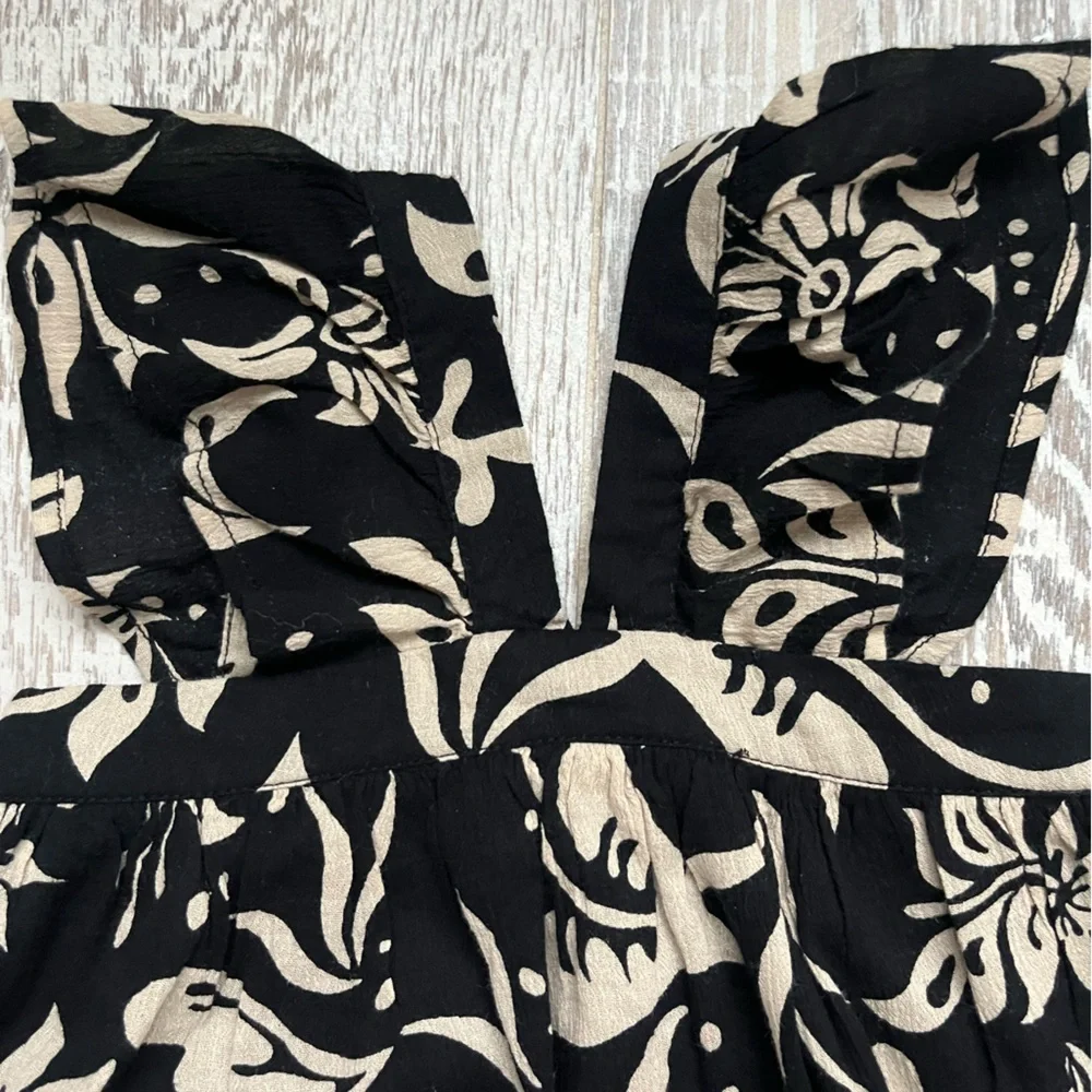 Gap girls sleeveless flowy floral dress black cream Size 3T muslin light weight